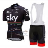 Sky Ropa Ciclismo Culotte Corto 2018 Mangas Cortas Negro y Rojo