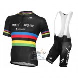 Uci Mondo Campione Lider Ropa Ciclismo Culotte Corto 2016 Hombre Mangas Cortas Quick Step Negro
