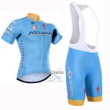 Astana Ropa Ciclismo Culotte Corto 2015 Mangas Cortas Azul Claro