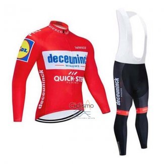 Deceuninck Quick Step Ropa Ciclismo Culotte Largo 2020 Mangas Largas Rojo Blanco