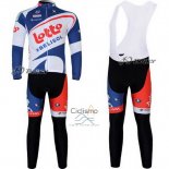 Lotto Belisol Ropa Ciclismo Culotte Largo 2012 Mangas Largas Blanco y Azul