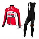 Lotto Soudal Ropa Ciclismo Culotte Largo 2015 Mangas Largas Rojo y Negro