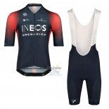 Ineos Grenadiers Ropa Ciclismo Culotte Corto 2022 Mangas Cortas Rojo Azul