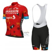 Bahrain Victorious Ropa Ciclismo Culotte Corto 2022 Mangas Cortas Rojo