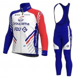 Groupama FDJ Ropa Ciclismo Culotte Largo 2020 Mangas Largas Blanco Profundo Azul Rojo