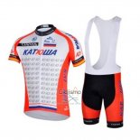 Katusha Ropa Ciclismo Culotte Corto 2018 Mangas Cortas Blanco Rojo