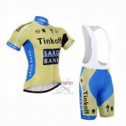 Tinkoff Saxo Bank Ropa Ciclismo Culotte Corto 2015 Mangas Cortas Azur y AMarillo