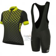 Ale Excel Bolas Ropa Ciclismo Culotte Corto 2017 Mujer Mangas Cortas Negro y AMarillo