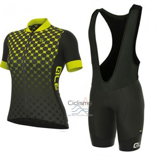 Ale Excel Bolas Ropa Ciclismo Culotte Corto 2017 Mujer Mangas Cortas Negro y AMarillo
