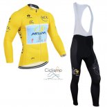 Astana Lider Ropa Ciclismo Culotte Largo 2014 Hombre Mangas Largas AMarillo