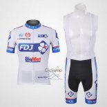 Fdj Ropa Ciclismo Culotte Corto 2012 Mangas Cortas Blanco y Azur