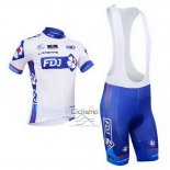 Fdj Ropa Ciclismo Culotte Corto 2013 Mangas Cortas Blanco y Azur