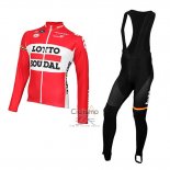 Lotto Soudal Ropa Ciclismo Culotte Largo 2015 Mangas Largas Rojo y Blanco