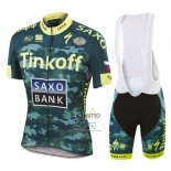 Tinkoff Saxo Bank Ropa Ciclismo Culotte Corto 2016 Mangas Cortas AMarillo y Verde