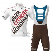 Ag2r Citroen Team Ropa Ciclismo Culotte Corto 2022 Mangas Cortas Blanco Brown