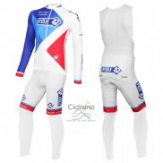 Fdj Ropa Ciclismo Culotte Largo 2016 Mangas Largas Blanco y Azul