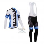 Giant Ropa Ciclismo Culotte Largo 2014 Hombre Mangas Largas Blanco y Azur