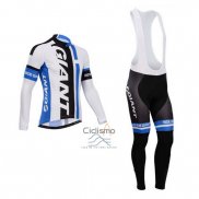Giant Ropa Ciclismo Culotte Largo 2014 Hombre Mangas Largas Blanco y Azur