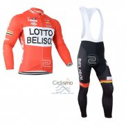 Lotto Soudal Ropa Ciclismo Culotte Largo 2019 Mangas Largas Naranja Blanco