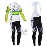 Orica Verdeedge Ropa Ciclismo Culotte Largo 2013 Mangas Largas Blanco y Verde