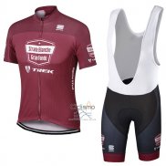 Strade Ropa Ciclismo Culotte Corto 2017 Mangas Cortas Bianche Trek Rojo