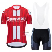 Sunweb Ropa Ciclismo Culotte Corto 2020 Mangas Cortas Rojo