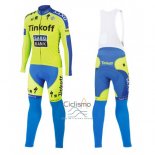 Tinkoff Saxo Bank Ropa Ciclismo Culotte Largo 2016 Mangas Largas AMarillo y Azul