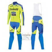 Tinkoff Saxo Bank Ropa Ciclismo Culotte Largo 2016 Mangas Largas AMarillo y Azul