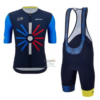 Tour DE Francia Ropa Ciclismo Culotte Corto 2023 Hombre Mangas Cortas Negro Azul