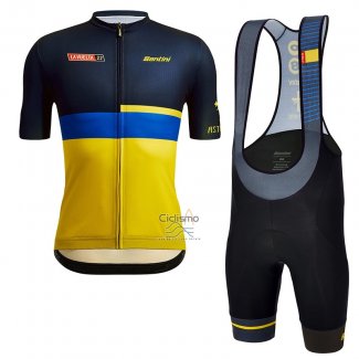 Vuelta Espana Ropa Ciclismo Culotte Corto 2022 Hombre Mangas Cortas Negro AMarillo