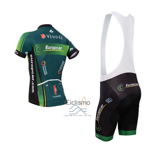 Europcar Ropa Ciclismo Culotte Corto 2014 Hombre Mangas Cortas Verde