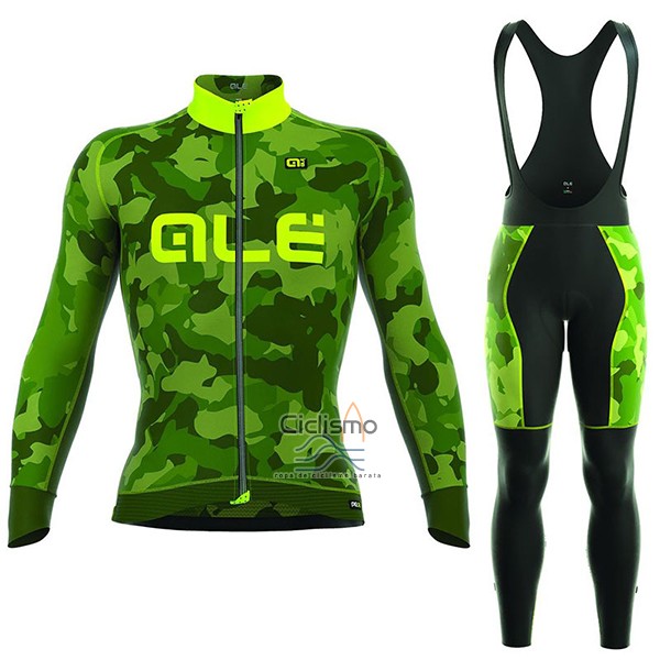 Ale Camo Ropa Ciclismo Culotte Largo 2017 Hombre Mangas Largas Verde y AMarillo