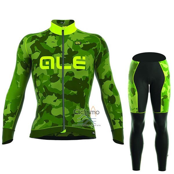 Ale Camo Ropa Ciclismo Culotte Largo 2017 Hombre Mangas Largas Verde y AMarillo