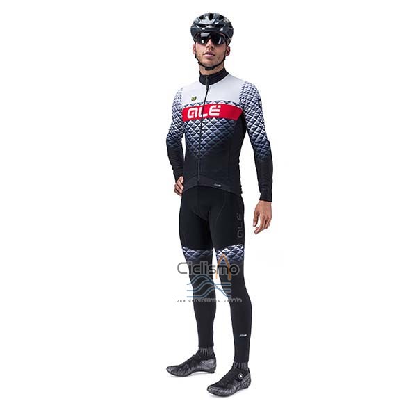 Ale Ropa Ciclismo Culotte Largo 2020 Hombre Mangas Largas Blanco Negro