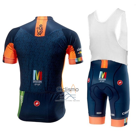 Castelli Maratona Dles Dolomites-Enel Ropa Ciclismo Culotte Corto 2018 Hombre Mangas Cortas Azul Naranja