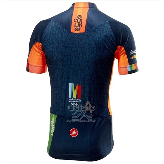 Castelli Maratona Dles Dolomites-Enel Ropa Ciclismo Culotte Corto 2018 Hombre Mangas Cortas Azul Naranja