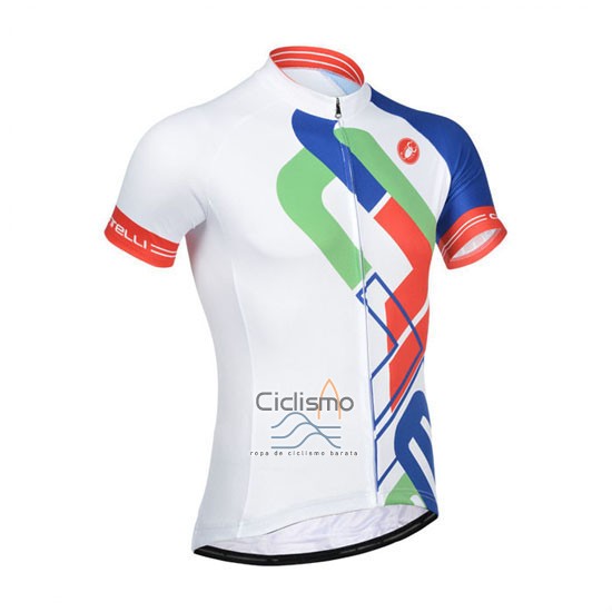 Castelli Ropa Ciclismo Culotte Corto 2014 Hombre Mangas Cortas Blanco y Azul