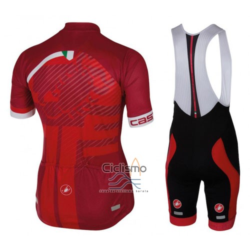 Castelli Ropa Ciclismo Culotte Corto 2016 Hombre Mangas Cortas Rojo y Blanco