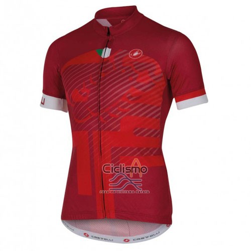Castelli Ropa Ciclismo Culotte Corto 2016 Hombre Mangas Cortas Rojo y Blanco