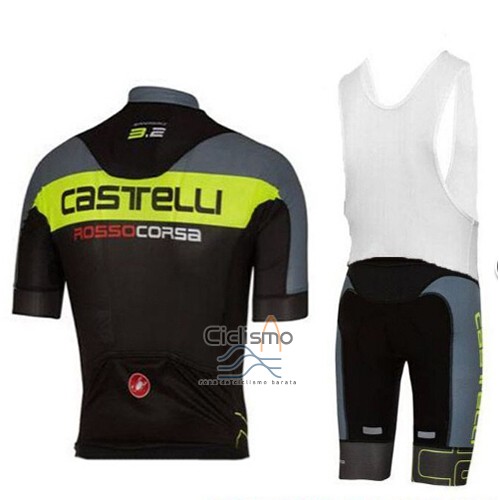 Castelli Ropa Ciclismo Culotte Corto 2017 Hombre Mangas Cortas Verde y Negro