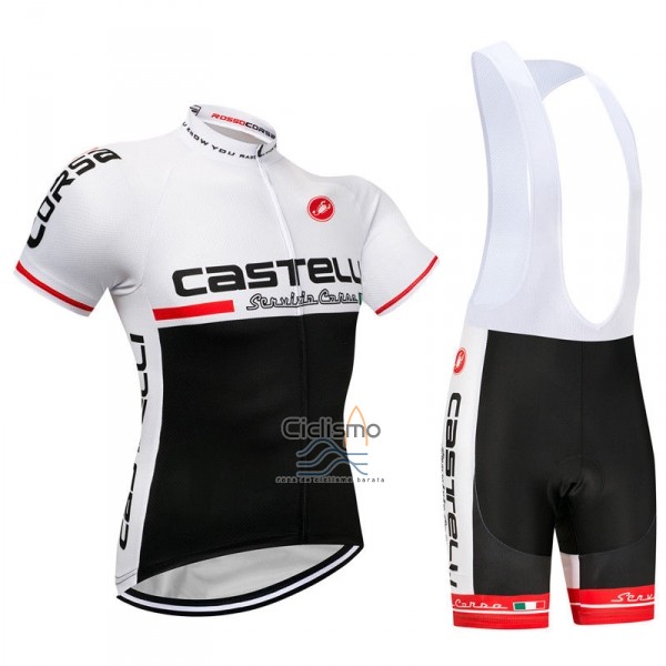 Castelli Ropa Ciclismo Culotte Corto 2018 Hombre Mangas Cortas Blanco Negro