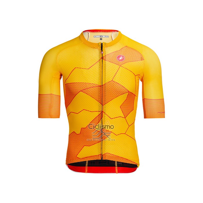 Castelli Ropa Ciclismo Culotte Corto 2021 Hombre Mangas Cortas AMarillo Naranja