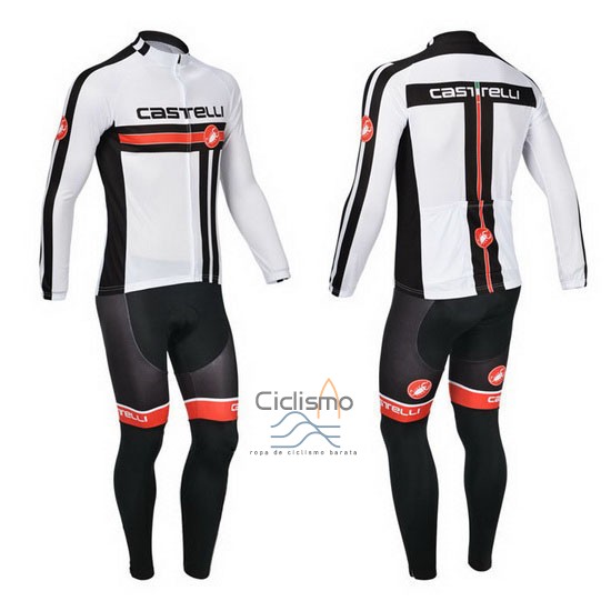 Castelli Ropa Ciclismo Culotte Largo 2013 Hombre Mangas Largas Blanco