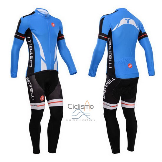 Castelli Ropa Ciclismo Culotte Largo 2014 Hombre Mangas Largas Azul y Negro