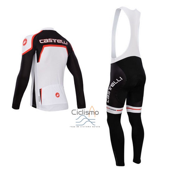 Castelli Ropa Ciclismo Culotte Largo 2014 Hombre Mangas Largas Negro y Blanco