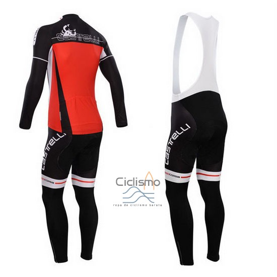 Castelli Ropa Ciclismo Culotte Largo 2014 Hombre Mangas Largas Rojo