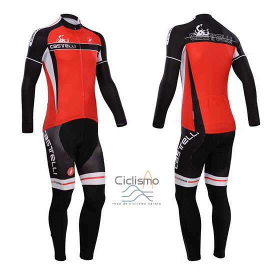 Castelli Ropa Ciclismo Culotte Largo 2014 Hombre Mangas Largas Rojo