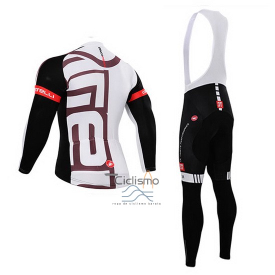 Castelli Ropa Ciclismo Culotte Largo 2015 Hombre Mangas Largas Blanco Fucsia