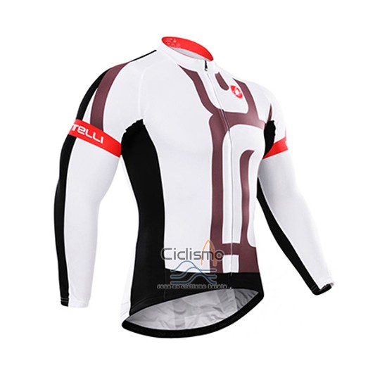 Castelli Ropa Ciclismo Culotte Largo 2015 Hombre Mangas Largas Blanco Fucsia