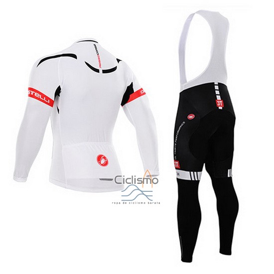 Castelli Ropa Ciclismo Culotte Largo 2015 Hombre Mangas Largas Blanco y Negro
